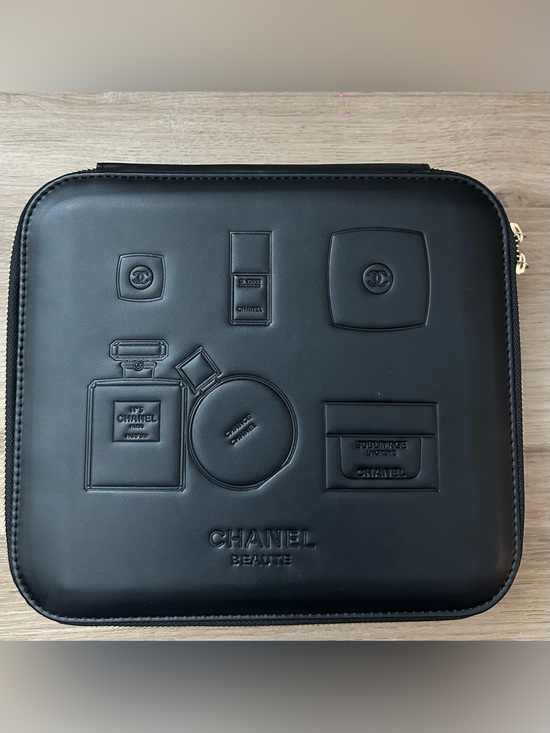 CHANEL Other - CHANEL Make Up Box Black Leather BEAUTE Pouch Limited box black make up.